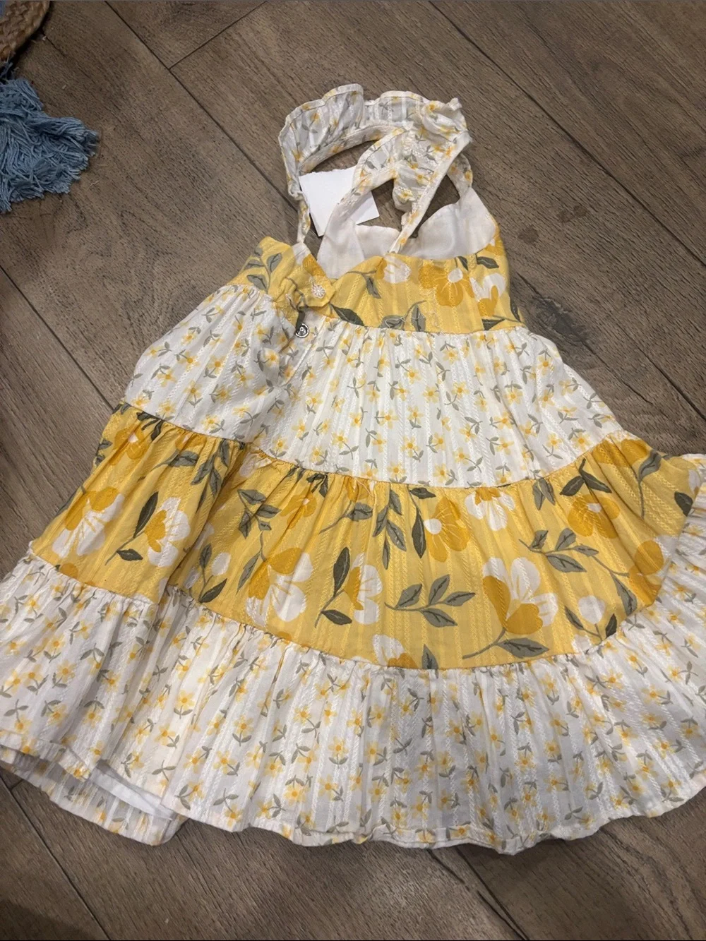 Catherine Malandrino Yellow and White Floral Tiered Sundress